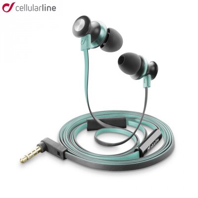 Cellularline BUG3 BUG In-Ear fülhallgató SZTEREO (3.5 mm jack, mikrofon, felvevő gomb, agybadugós, lapos kábel), zöld