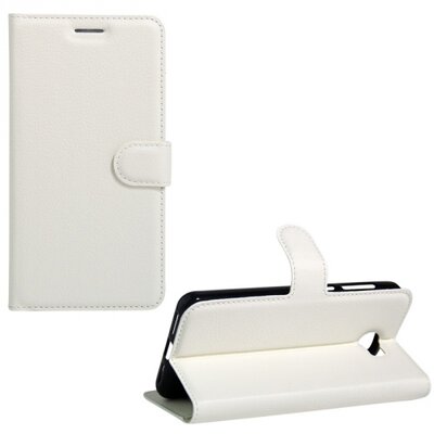 Telefontok álló, bőr hatású (flip, oldalra nyíló, asztali tartó funkció) Fehér [Huawei Y5 2 (Y5-2), Y6 2 Compact]