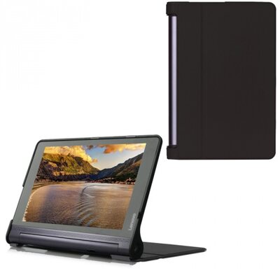 Műanyag Tablet védőtok (bőr flip, asztali tartó funkció) FEKETE [Lenovo Yoga Tab 3 Pro 10.1]