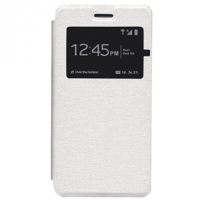 Telefontok álló, bőr (aktív flip, oldalra nyíló, S-View Cover) Fehér [Huawei P9]