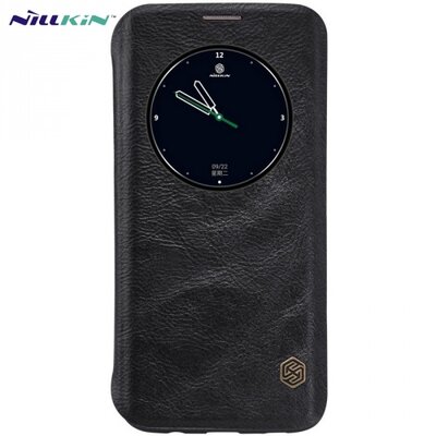 Nillkin Qin telefontok álló, bőr (aktív flip, S-View Cover) Fekete [Samsung Galaxy S7 EDGE (SM-G935)]