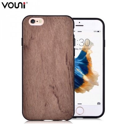 Vouni VOUNI hátlapvédő telefontok gumi / szilikon (fa hátlap) Barna [Apple iPhone 6 4.7", iPhone 6S 4.7"]