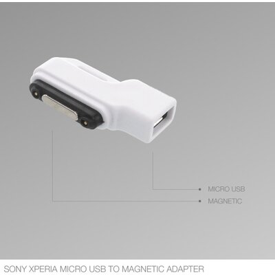 Adapter micro USB / mágneses csatlakozó Sony Xperia, fehér [Sony Xperia Z1, Sony Xperia Z1 Compact (D5503), Sony Xperia Z2, Sony Xperia Z Ultra (XL39H), Sony