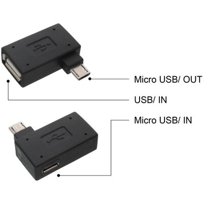 OTG adapter micro USB/micro USB,USB, fekete [univerzális kiegészítő]