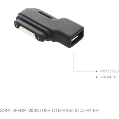 Adapter micro USB / mágneses csatlakozó Sony Xperia, fekete [Sony Xperia Z1, Sony Xperia Z1 Compact (D5503), Sony Xperia Z2, Sony Xperia Z Ultra (XL39H), Sony