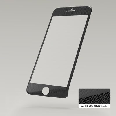 Kijelzővédő üvegfólia 3D Fiber Glass Sturdo iPhone 6S, fekete karbon [Apple iPhone 6S]