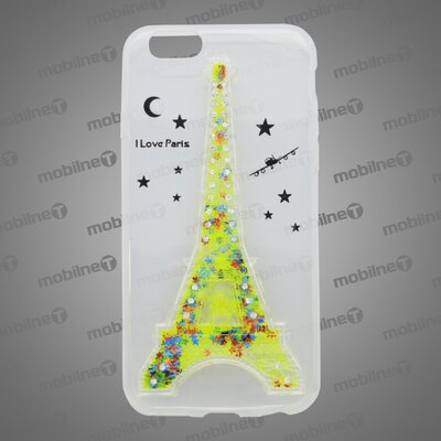 Átlátszó szilikon hátlapvédő telefontok - iPhone 6, csillámos Eiffel torony [Apple iPhone 6]