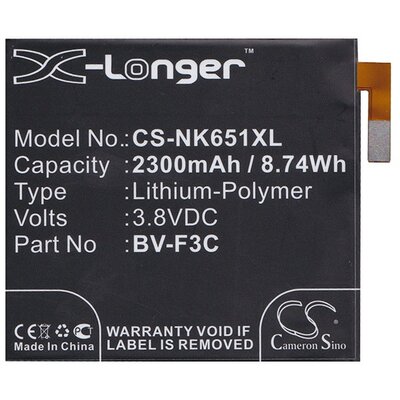 CAMERON SINO CS-NK651XL Utángyártott akkumulátor 2300 mAh LI-Polymer (BV-F3C kompatibilis) Microsoft Lumia 650 XL