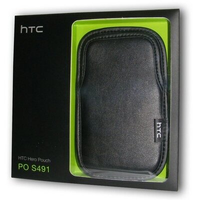 Htc PO S491_B Tok álló, fekete bőr, POUCH [HTC Hero, Legend (A6363)]
