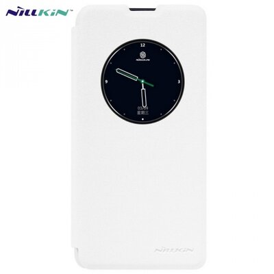 Nillkin Sparkle műanyag telefontok (mikroszálas bőr flip, oldalra nyíló, View Window) Fehér [LG X Screen (K500n)]
