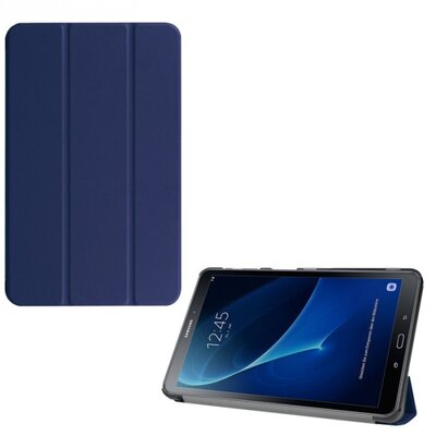 Tablet védőtok álló, bőr (FLIP, oldalra nyíló, TRIFOLD asztali tartó funkció), Sötétkék [Samsung Galaxy Tab A 10.1 LTE (2016) (SM-T585), Galaxy Tab A 10.1 WIFI (2016) (SM