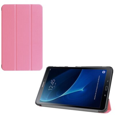 Tablet védőtok álló, bőr (FLIP, oldalra nyíló, TRIFOLD asztali tartó funkció) RÓZSASZÍN [Samsung Galaxy Tab A 10.1 LTE (2016) (SM-T585), Galaxy Tab A 10.1 WIFI (2016) (S