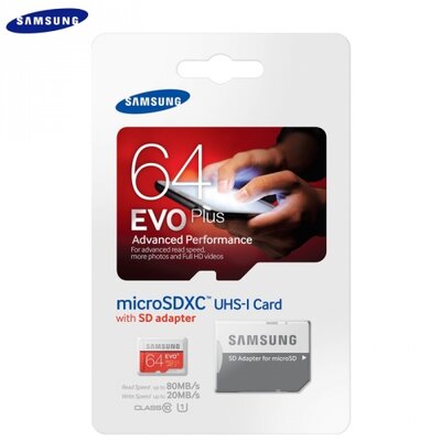 Samsung MB-MC64DA/EU memóriakártya TransFlash 64 GB (microSDHC EVO plus - Class 10, UHS-1) + SD adapter