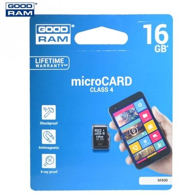 Goodram M400-0160R11 memóriakártya TransFlash 16GB (microSDHC, Class 4) + adapter nélkül