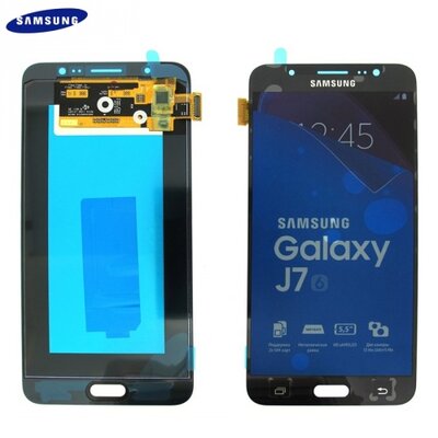Gyári LCD kijelző komplett panel (kerettel, érintőpanellel) FEKETE [Samsung Galaxy J7 (2016) (SM-J710)]