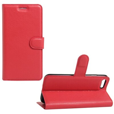 Telefontok álló, bőr hatású (flip, oldalra nyíló, asztali tartó funkció) Piros [Apple iPhone 7 ]