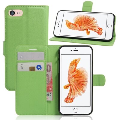 Telefontok álló, bőr hatású (flip, oldalra nyíló, asztali tartó funkció) Zöld [Apple iPhone 7 ]