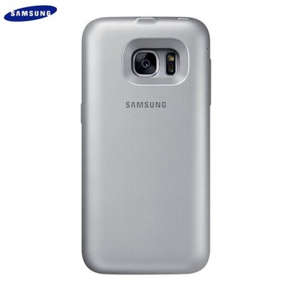 Samsung EP-TG930BSEGWW Műanyag hátlapvédő telefontok (gumi / szilikon belső, 2700mAh belső akku, QI Wireless vezeték nélküli töltés) Ezüst [Samsung Galaxy S7 (SM-G930)]
