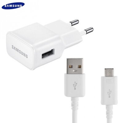Samsung EP-TA12EWE Hálózati töltő USB aljzat (microUSB, 5V / 2000 mA, ECB-DU4EWE kábel) FEHÉR