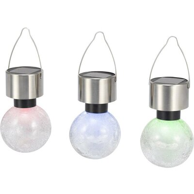 Napelemes kerti lámpa készlet, kültéri LED-es dekor lámpa, függeszthető, RGB, kristály, 3 db, Renkforce 1400507