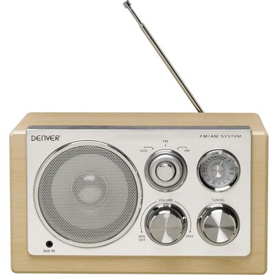 Asztali retro rádió, audio bemenettel, fa hatású Denver TR-61