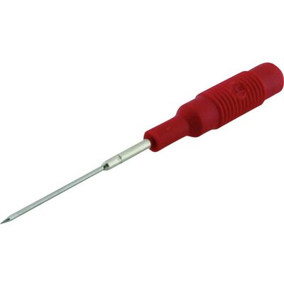 Needle-shaped, long stainless steel test probe with 4 mm socket