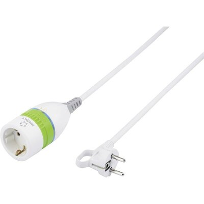 Hálózati hosszabbító kábel, kapcsolós, világítós, 3 m, fehér/zöld, renkforce
