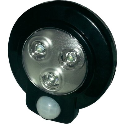 LED-es polc alá szerelhető lámpa mozgásérzékelővel, fekete, kerek, Müller Licht 57013