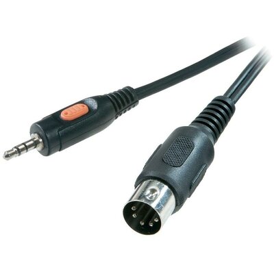 Audio kábel, 5 pólusú DIN dugó/3,5 sztereó jack dugó, 1,5 m, fekete, SpeaKa Professional 50084