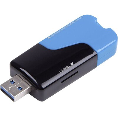 Külső memóriakártya olvasó USB 3.0, kék/fekete, renkforce CR29e-K