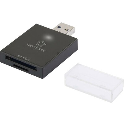Külső memóriakártya olvasó USB 3.0, fekete, renkforce CR38e-Kompakt
