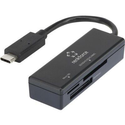 Külső memóriakártya olvasó USB-C, fekete, renkforce CR41e