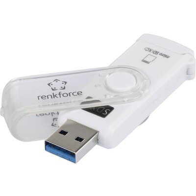 Külső memóriakártya olvasó USB 3.0, fehér, renkforce CR46e