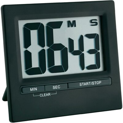 Digitális visszaszámláló óra, időzítő, nagy kijelzővel, 16x84x77 mm, fekete, TFA 38.2013.01