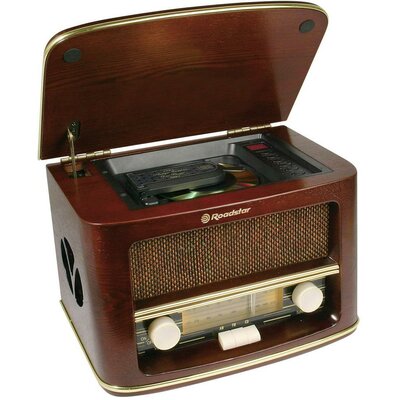 Asztali retro rádió, nosztalgia rádió, MP3 CD lejátszóval, fa burkolatú Roadstar HRA-1500MP