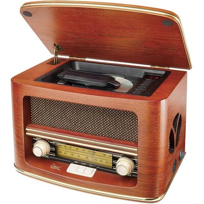 Asztali retro rádió, nosztalgia rádió, CD lejátszóval, fa burkolatú Dual NR 1 CD 73134
