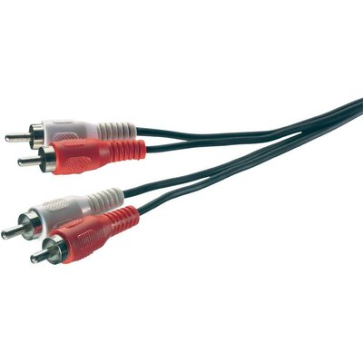 Audio kábel, 2 x RCA dugó/dugó, 2,5 m, fekete, SpeaKa 50309