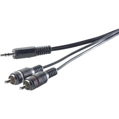 Audio kábel, 2 x RCA dugó/3,5 sztereo jack dugó, 5 m, szürke, SpeaKa 50269
