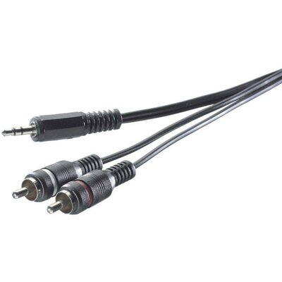 Audio kábel, 3,5 sztereó jack dugó/2 x RCA dugó, 0,3 m, fekete, SpeaKa Professional