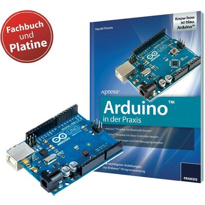Franzis Verlag Könyv: Arduino in der Praxis + Original Arduino Uno Platine