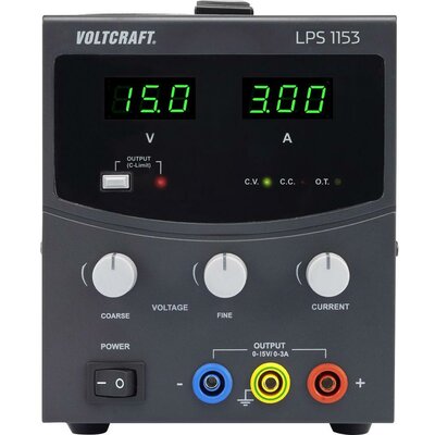 Szabályozható lineáris labortápegység - 15 V/DC - 3 A 45W VOLTCRAFT LPS1153