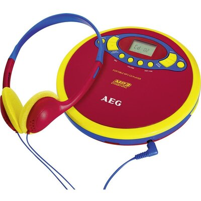 Gyermek discman, hordozható MP3 CD lejátszó, fejhallgatóval CD, CD-R, CD-RW, MP3, piros, sárga színű AEG CDP 4228