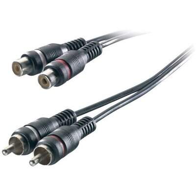 Audio kábel, 2 x RCA dugó/alj, 3 m, fekete, SpeaKa 50312