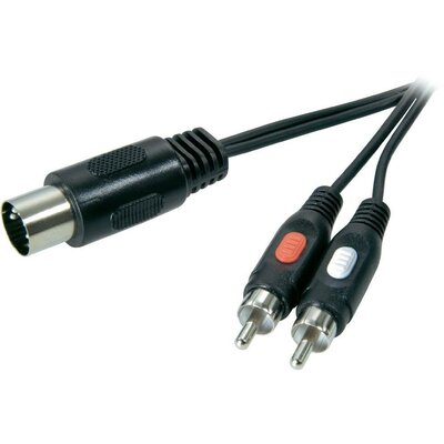 Audio kábel, 5 pólusú DIN dugó/2 x RCA dugó, 1,5 m, fekete, SpeaKa Professional 50079