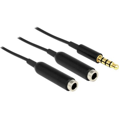 Jack Audio Y kábel , 1 x Jack dugó, 3,5 mm-es - 2x Jack alj, 3,5 mm-es 0.25 m fekete, Delock