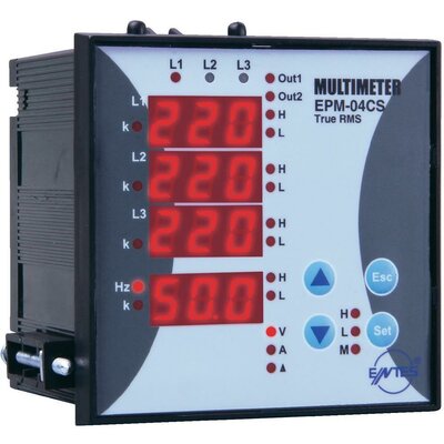 Programozható 3 fázisú beépíthető AC multiméter, feszültség, áram, frekvencia, üzemóra, ENTES EPM-04CS-96