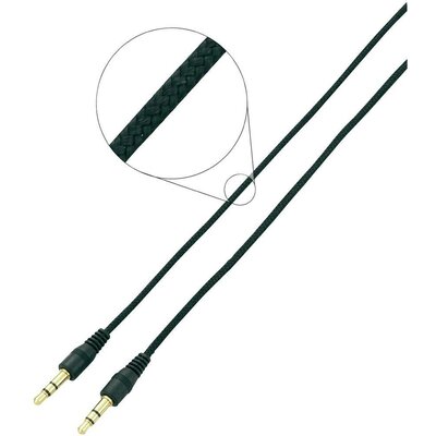 Audio kábel, 3,5 sztereó jack dugó/dugó, 2 m, fekete, fonott, SpeaKa Professional