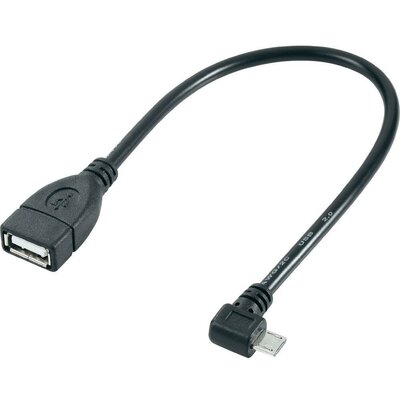 OTG kábel, USB 2.0, mikro B dugó/A hüvely, 10 cm, Renkforce
