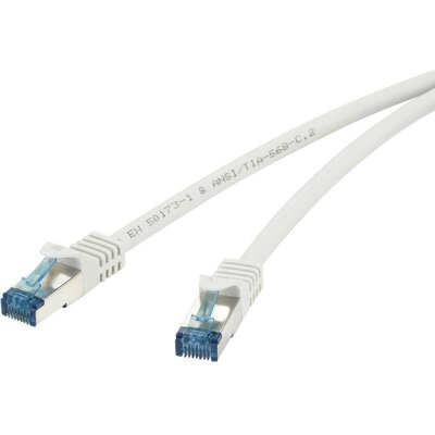 RJ45-ös patch kábel, hálózati LAN kábel, tűzálló, CAT 6A S/FTP [1x RJ45 dugó - 1x RJ45 dugó] 0,5 m szürke, Renkforce