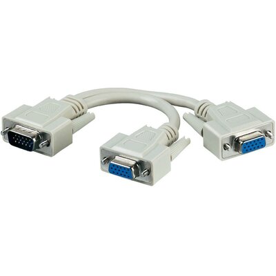 SVGA elosztó kábel, 1x VGA dugó - 2x VGA alj, 0,18 m, fehér, Goobay